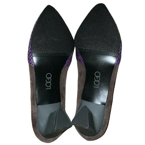 LOGO by Lori Goldstein Kate Shoes Women 7.5 Leather Pointed Toe Block Purple NEW - Picture 8 of 9